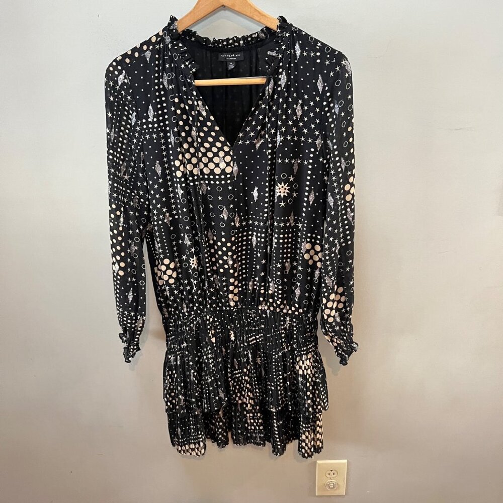 Current Air Los Angeles Star & Dot Drop Waist Print‎ Dress M Polyester Black-  M